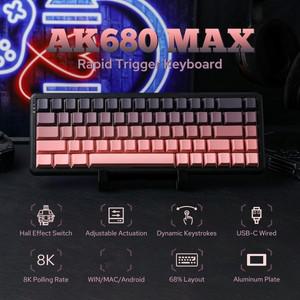 AJAZZ AK680MAX 유선 홀 자기 스위치 기계식 키보드 68 풀 핫 스왑 가능 맞춤형