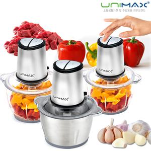 유니맥스 2L 대용량 전동 멀티 다지기 2가지 볼 스테인리스볼 + 유리볼 UMC-HS2520 야채 과일 고기 육류 마늘 박피기 다지기