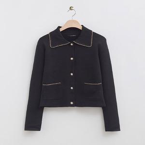 로엠 여성용 변형배색 카라 가디건
