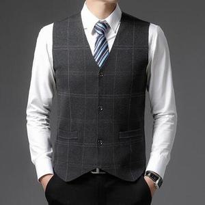 M3T남자조끼 캐쥬얼 겨울 출근룩 체크 리카1 울 캐시미어 가을 싱글 베스트