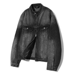 TRILLION 페이드 워싱 바이커 데님 자켓 (BLACK) TRFJK19BK