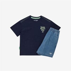 뉴발란스키즈(NB Kids) PLAY DENIM일러스트 반팔 데님 셋업 NK9YF2503UNavy