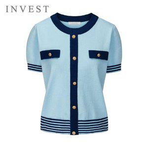 [인베스트]클래식 배색 버튼 니트_INI5M3KT2151