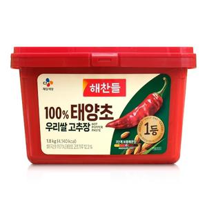 해찬들 100 퍼센트 태양초 우리쌀 고추장 1.8kg 1개