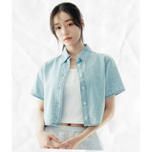 매장정품 리 LEE 우먼 숏 크롭 데님 반팔 셔츠 인디고 라이트 LE2502SS62IL 1224803
