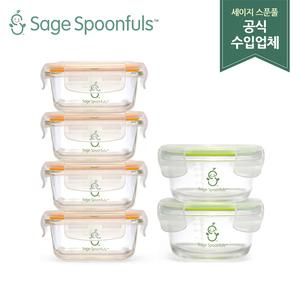 [세이지스푼풀] 글라스 콤보세트 6P/유리 이유식용기/이유식식기/이유식 보관용기/초기 이유식그릇