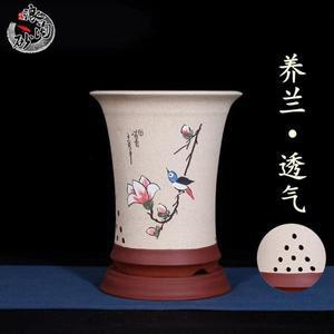대 보라색 화분 사이비듐 식물 중국 회화 난초 Pallte로