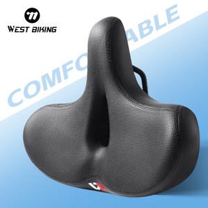 뒷자리 WEST BIKING 넓어진 인체 공학적 자전거 새들 편안한 충격 흡수 사이클링 소프트 쿠션 MTB 전기 투어링 시트 부품