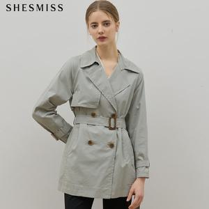 [쉬즈미스(SHESMISS)] 코튼 블렌드 베이직 하프 트렌치 코트 (택가격: 398000원)