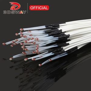 3DSWAY NTC 유리 밀폐형 서미스터 온도 센서, 케이블 XH2.54 터미널, 3D 프린터 부품, 1m, 2m, 100K ohm, B