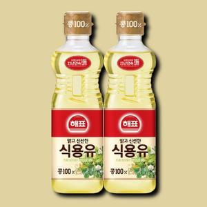 [기타] 해표 콩기름 튀김용 기름 건강한 요리유 식용유 튀김 바삭한 900ml 2개