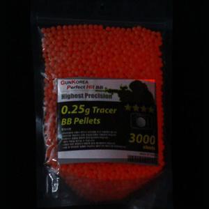 건코리아 0.25g 야광 총알 3000발 bb탄 서바이벌총 AR