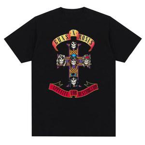 Guns N Roses 그래픽 프린트 티셔츠, 빈티지 록 밴드, 스트리트웨어, 반팔 패션, 크루넥, 남녀공용 코튼 티셔츠