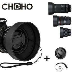 고무 렌즈 후드 텔레 광각 표준 49mm 52mm 망원 + Canon Nikon Sony 용 Lente 캡