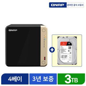 Qnap 큐냅 NAS TS-464-4G-KR 스토리지 하드 합본 3TB 씨게이트 Ironwolf 3TB X 1개 HDD 포함
