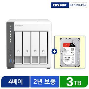 Qnap 큐냅 NAS TS-433-KR 스토리지 하드 합본 3TB 씨게이트 Ironwolf 3TB X 1개 HDD 포함