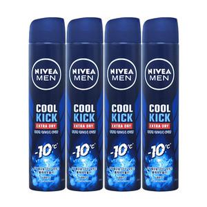 니베아 데오드란트 스프레이 쿨킥 포맨 200ml 4개묶음