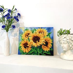 옥탑방어른이 일반 보석십자수 [만개한 해바라기] 50*40cm 비즈 액자형 캔버스 보석십자수
