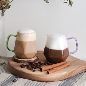 컬러 핸들 내열유리컵 유리머그컵 손잡이 홈카페컵 아이스커피잔 450ml