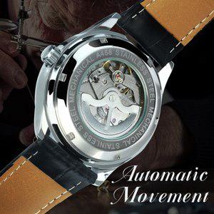 크리스토퍼와드 포이보스 Fashion Business Automatic Mechanical Watch Men Time Leather Strap White Dia