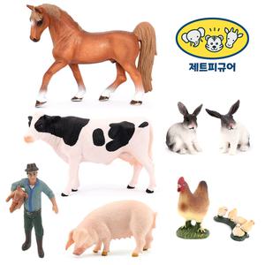 제트피규어 동물 농장 피규어 7종 세트 말 젖소 토끼 돼지 닭 병아리