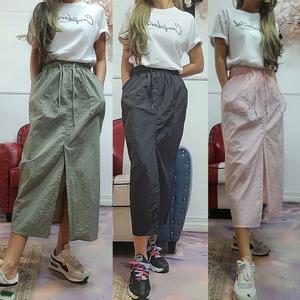가을 바스락 앞트임 롱스커트 니트 가디건 나일론 치마 세트 키작녀
