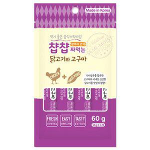짜먹는 강아지간식 찹찹 닭고기+고구마맛 15gx4 (총 60g)