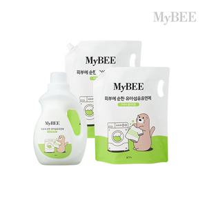 초핫딜 마이비 피부에순한 유아유연제 용기(1500ml)+리필(2100ml) 2팩
