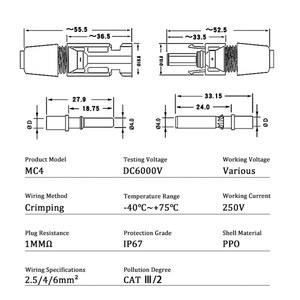 태양광 패널 PV/MC 케이블용 광전지 커넥터 키트, 플러그 1000V, 30A 커넥터, 2.5mm, 4mm, 6mm , 10 개, 20 개, 50 개, 100 개, 300 개, 400
