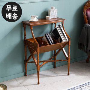 우딘 엔틱 원목 수납형 잡지꽂이 거실 책꽂이(소/600)