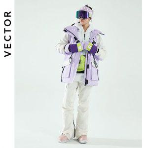 남자 여자 스키복 남성 여성 보드복 세트 벡터 브랜드 여성용 겨울 보라색 재킷 따뜻한 방수 야외 스키 자