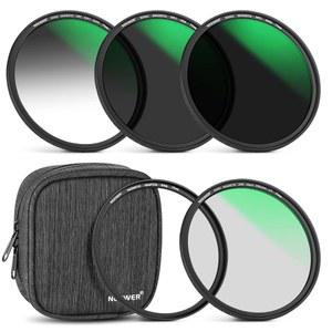 NEWER 77mm 5 in 1 마그네틱 ND 렌즈 필터 세트, 블랙 디퓨전 1 /4 필터, 소프트 GND8, ND8, ND64 어댑터 링, HD 광학 유리 /발수제 /30겹 나노 코팅 /스크래치 방지