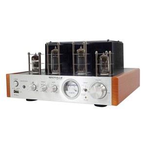 블루투스, HDMI 및 광학, 실버 우드 마감 기능이 있는 Rockville BluTube WD 70W 튜브 앰프 홈 시어터 스테레오 리시버 - 오디오 애호가 음악, 게임에 적합합니다