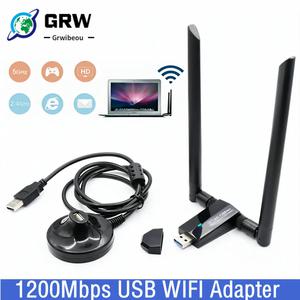 Grwibeou 무선 네트워크 카드 듀얼 밴드 2.4G 5G USB 3.0 와이파이 원격 제어 어댑터 802.11ac 안테나 1200