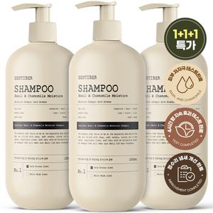 센티베르 바질 앤 캐모마일 대용량 샴푸 1000ml x 3개 약산성 두피 미용실 향기좋은