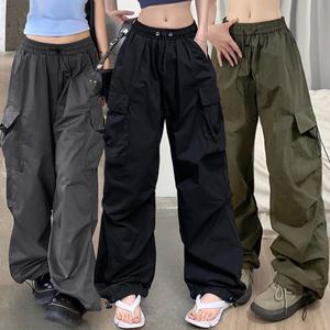 와이드핏 카고 밴딩 팬츠 2way 허리 발목 스트링 무릎 주름 파라슈트 바스락 팬츠