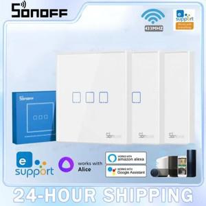 투야 스마트봇SONOFF T2EU RF 스마트 스위치 스티커 433MHz 무선  제어 벽 패널 86 유형 터치 123 Gang TX