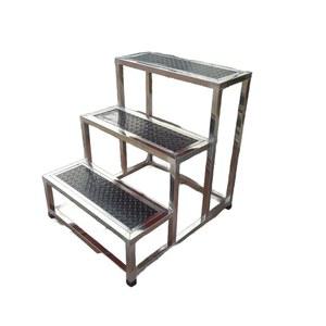 간이 작업 계단 세차 이동식 받침대 3단/블랙69x69x40cm 우마 스툴 창고 철제계단