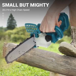 오일 스프레이가있는 8 인치 브러시리스 전기 체인 톱 Drillpro의 Makita 18V 배터리 용 충전식 전기 톱 정