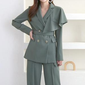 카라넥 케이프 탈부착 하프 가을 더블 자켓 벨티드 룩  18642559)