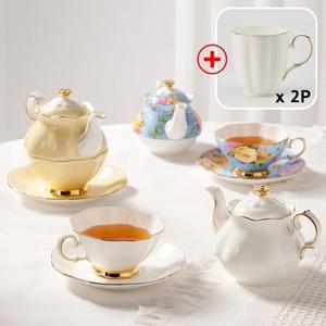 고원 엘린 티포원 300ml 1인 찻잔 티팟세트 도자기 티포트+펌킨 머그컵 2P