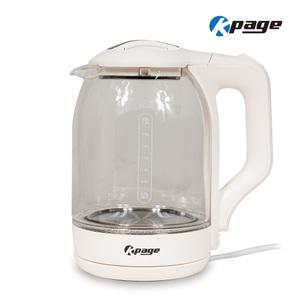 케이페이지 유리 포트 KEP-G18W 1.8L 스테인레스열판 무선포트 내열유리