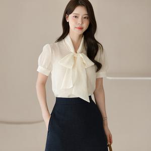 [시크라인] (~XXL까지) 오제 리본타이 퍼프소매 쉬폰 블라우스 여름 하객룩 오피스룩 데이트 모임 미시 빅사이즈