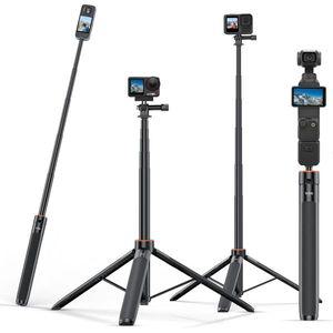 53.74인치 DJI 액션 5 프로 인스타 360 GO 3SX4X3용 셀카봉 연장 삼각대 카메라 마운트 익스텐더 텔레스코