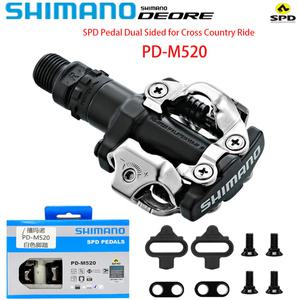 SHIMANO DEORE PD-M520M540 SM-SH51 클리트가 장착된 MTB 자전거 페달 사이클링 자전거 페달용 SPD 양면 페