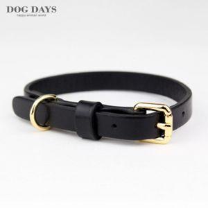 (DOGDAYS)프리미엄 가죽 목줄 블랙 (XS.S.M.L.XL) 반려견용 강아지용 개목걸이 개목 수공예 산책용품 외출
