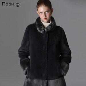 [기타][룸나인] 인조 밍크 FUR 배색 리버시블 하프 코트