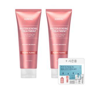 쿤달 프로틴 데미지 케어 트리트먼트 250ml 일랑일랑, 2개 + 증정 (브라이트닝 키트(비누+토너+에센스+톤업크림), 1개 + 쿤달 샴푸 + 트리트먼트, 10ml, 2구, 바이올렛뮤게, 2개)