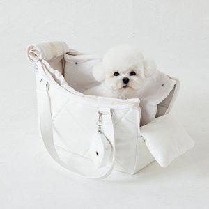 [아투스모멍트]강아지 이동가방 라멜펫백 오프화이트 2sizes