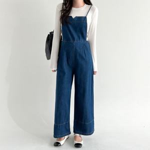 땡스제이 / 블루데님와이드멜빵팬츠